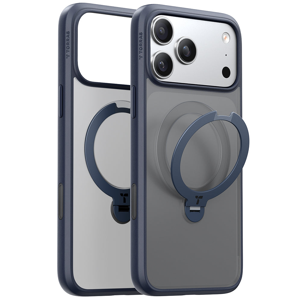 Custodia MagSafe per Apple iPhone 17 Pro, Torras, Ostand Spin, Blu