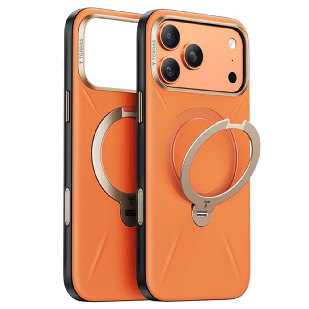 Custodia MagSafe per Apple iPhone 17 Pro, Torras, QPRO Leather, Arancione