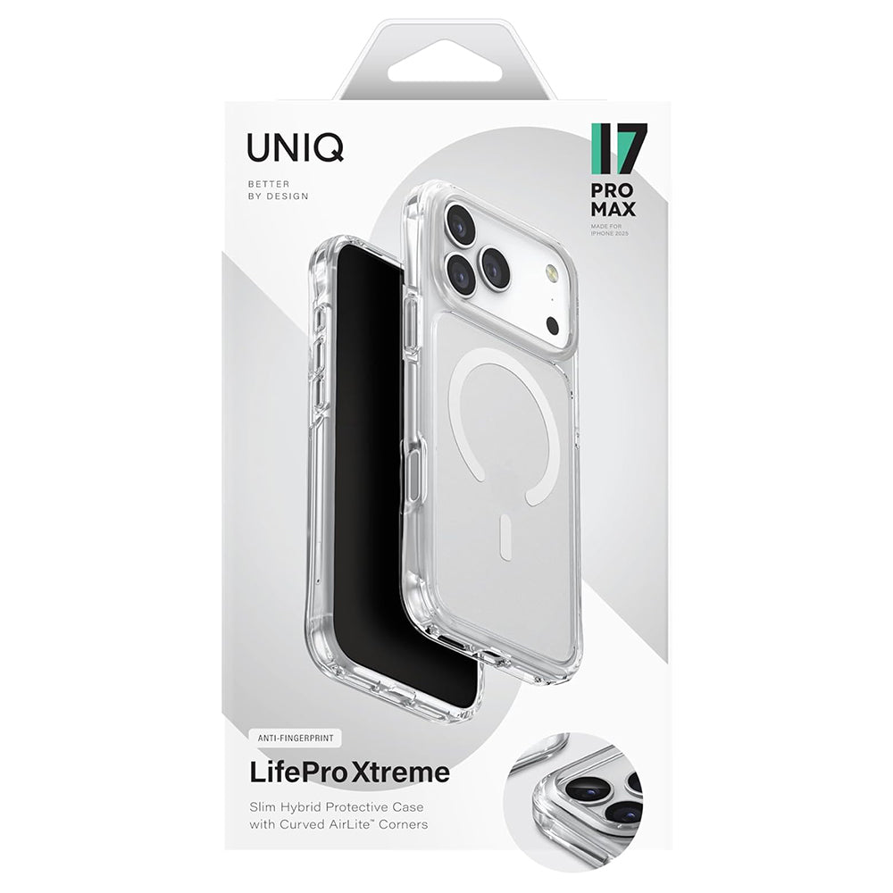 Custodia MagSafe per Apple iPhone 17 Pro, UNIQ, LifePro Xtreme MagClick, Trasparente