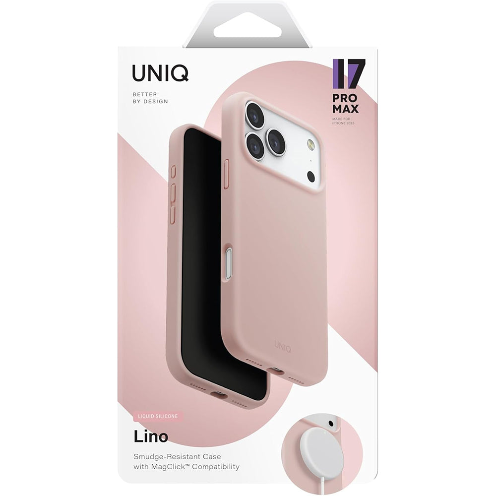 Custodia MagSafe per Apple iPhone 17 Pro, UNIQ, Lino MagClick, Rosa