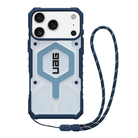 Custodia MagSafe per Apple iPhone 17 Pro, Urban Armor Gear, Pathfinder Clear con Lanyard, Blu
