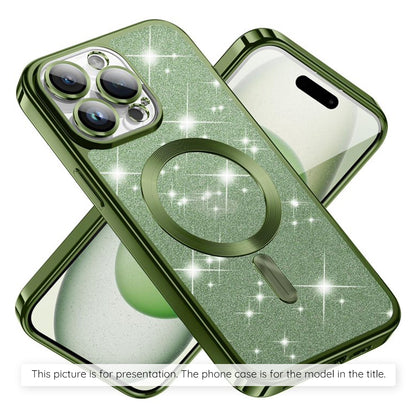 Custodia MagSafe per Apple iPhone 17, Techsuit, Luxury Glitter, Verde Scuro