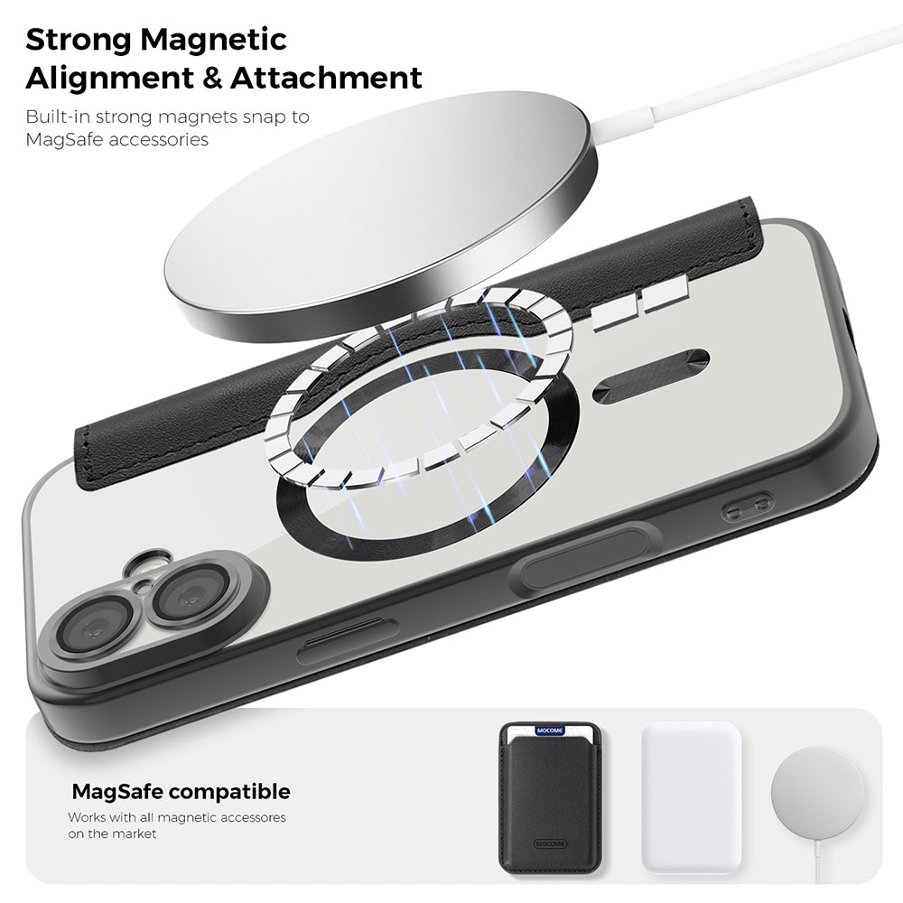 Custodia MagSafe per Apple iPhone 17, Techsuit, SmartMag Book, Grigio