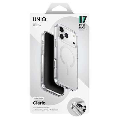 Custodia MagSafe per Apple iPhone 17, UNIQ, Clario MagClick, Trasparente