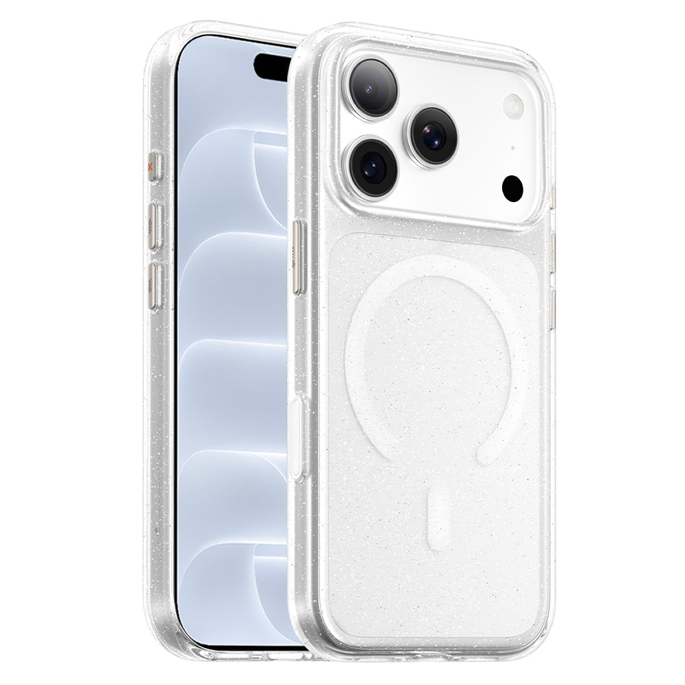 Custodia MagSafe per Apple iPhone 18 Pro / 17 Pro, Blueo, Crystal Pro Anti-Drop Glitter, trasparente