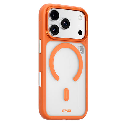 Custodia MagSafe per Apple iPhone 18 Pro / 17 Pro, Blueo, supporto con dissipazione del calore, arancione trasparente satinata