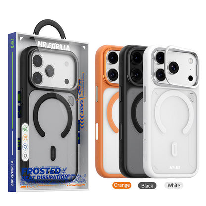 Custodia MagSafe per Apple iPhone 18 Pro / 17 Pro, Blueo, supporto con dissipazione del calore, arancione trasparente satinata