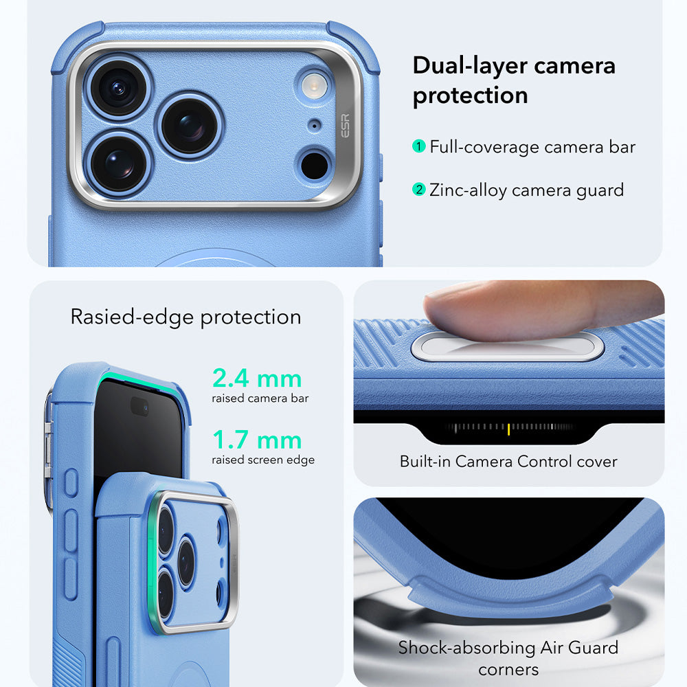 Custodia MagSafe per Apple iPhone 18 Pro / 17 Pro, ESR, Cyber Armor Kickstand, Blu