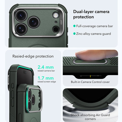 Custodia MagSafe per Apple iPhone 18 Pro / 17 Pro, ESR, Cyber Armor Kickstand, Verde
