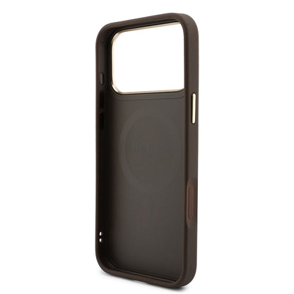 Custodia MagSafe per Apple iPhone 18 Pro / 17 Pro, Guess, 4G Cardslot & Big Strap, Marrone