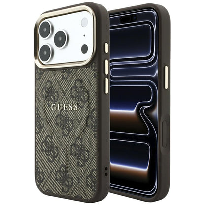 Custodia MagSafe per Apple iPhone 18 Pro / 17 Pro, Guess, 4G Embossed Classic, Marrone