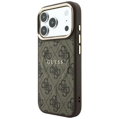 Custodia MagSafe per Apple iPhone 18 Pro / 17 Pro, Guess, 4G Embossed Classic, Marrone