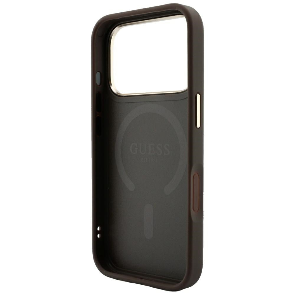Custodia MagSafe per Apple iPhone 18 Pro / 17 Pro, Guess, 4G Embossed Classic, Marrone