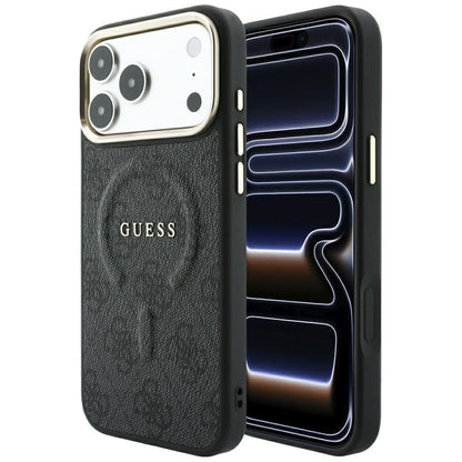 Custodia MagSafe per Apple iPhone 18 Pro / 17 Pro, Guess, 4G Embossed Classic, Nera