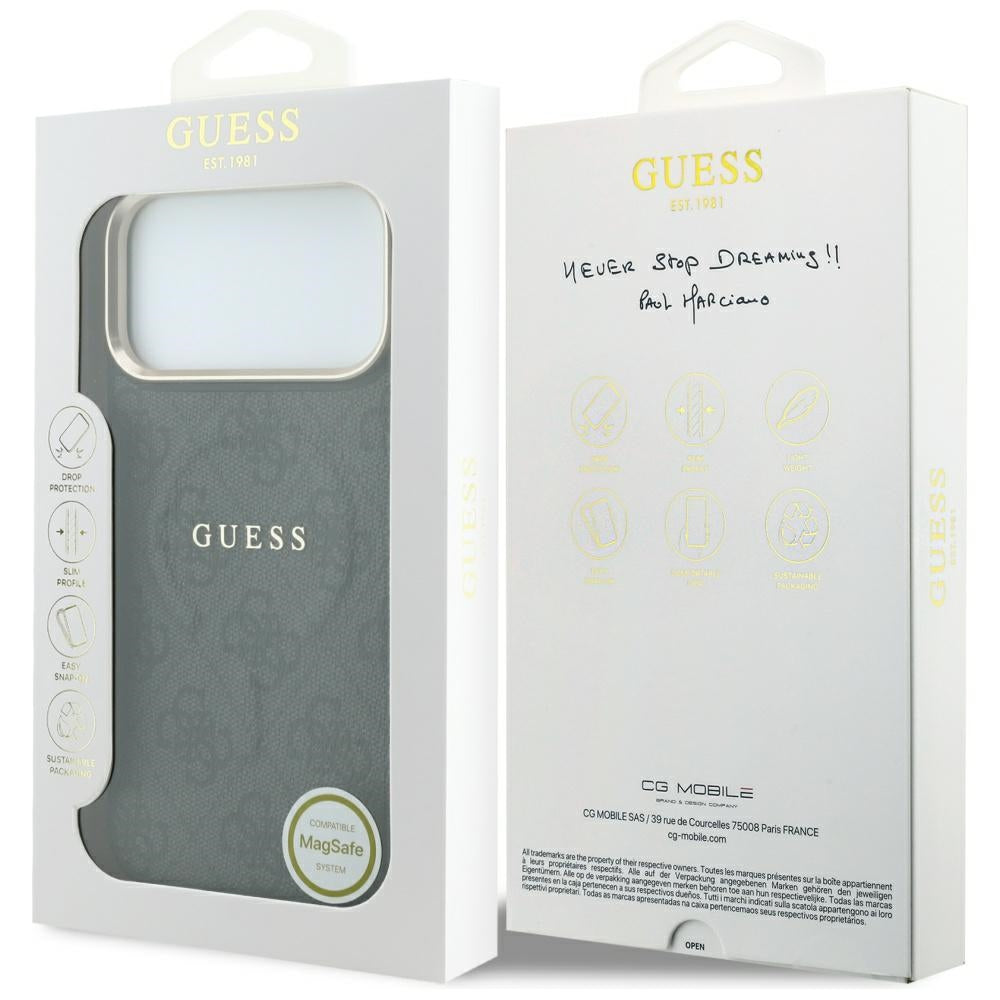 Custodia MagSafe per Apple iPhone 18 Pro / 17 Pro, Guess, 4G Embossed Classic, Nera