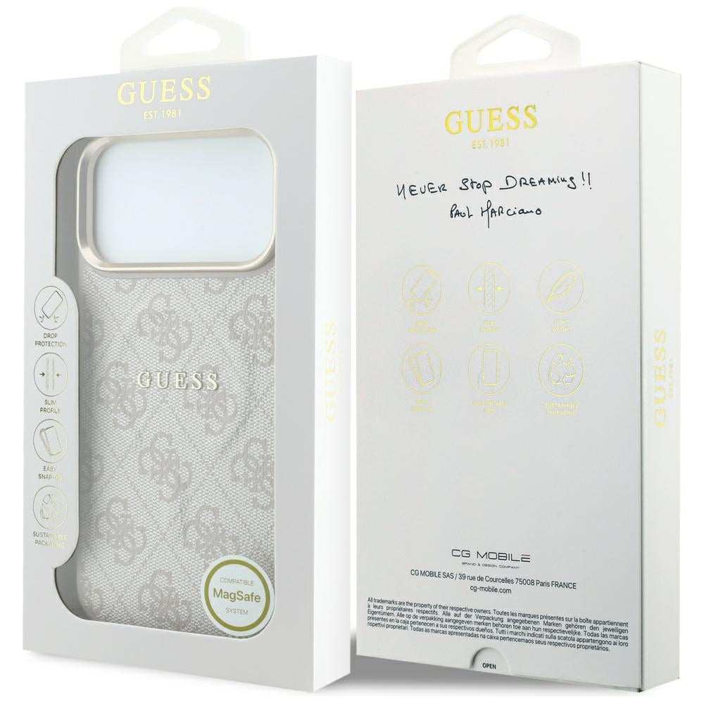 Custodia MagSafe per Apple iPhone 18 Pro / 17 Pro, Guess, 4G Embossed Classic, Rosa