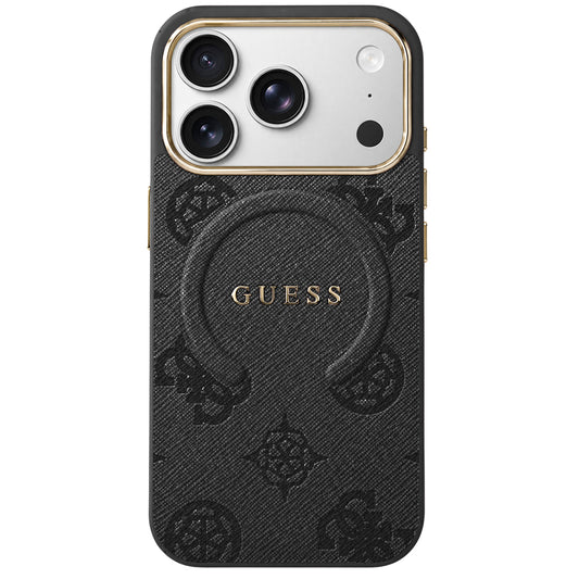 Custodia MagSafe per Apple iPhone 18 Pro / 17 Pro, Guess, 4G Embossed Ring Classic Logo, Nera