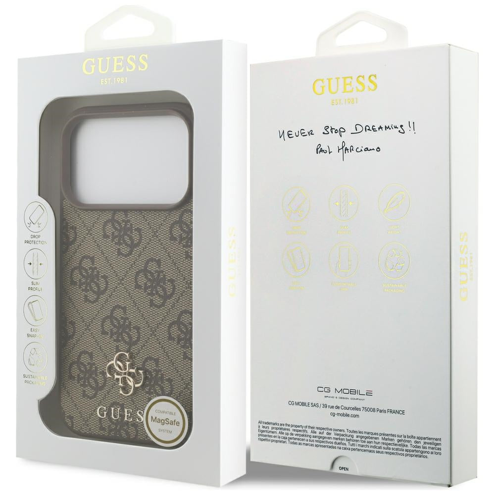 Custodia MagSafe per Apple iPhone 18 Pro / 17 Pro, Guess, 4G Small and Classic, Marrone