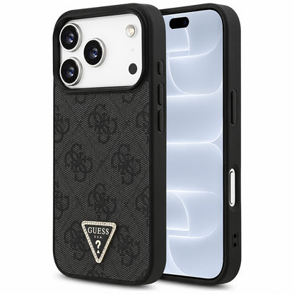 Custodia MagSafe per Apple iPhone 18 Pro / 17 Pro, Guess, 4G Triangle Strass, Nera