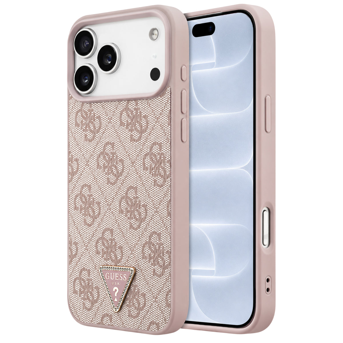 Custodia MagSafe per Apple iPhone 18 Pro / 17 Pro, Guess, 4G Triangle Strass, Rosa