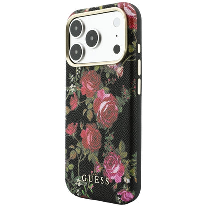 Custodia MagSafe per Apple iPhone 18 Pro / 17 Pro, Guess, Blossom Roses Print, nera