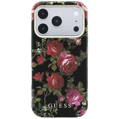 Custodia MagSafe per Apple iPhone 18 Pro / 17 Pro, Guess, Blossom Roses Print, nera