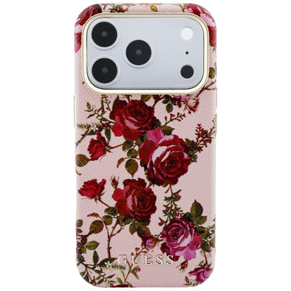 Custodia MagSafe per Apple iPhone 18 Pro / 17 Pro, Guess, Blossom Roses Print, Rosa