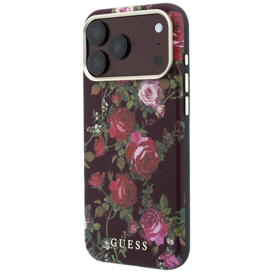 Custodia MagSafe per Apple iPhone 18 Pro / 17 Pro, Guess, Blossom Roses Print, bordeaux