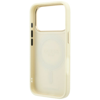 Custodia MagSafe per Apple iPhone 18 Pro / 17 Pro, Guess, Grained Ring Stand 360 Classic, Beige