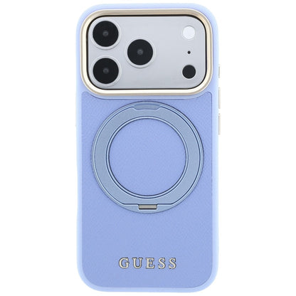 Custodia MagSafe per Apple iPhone 18 Pro / 17 Pro, Guess, Grained Ring Stand 360 Classic, bluette