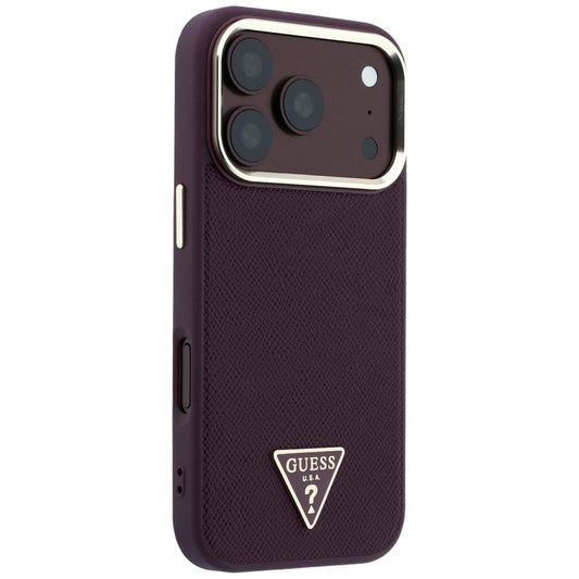 Custodia MagSafe per Apple iPhone 18 Pro / 17 Pro, Guess, Logo Triangolo Granulato, Vinaccia