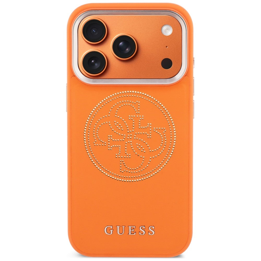 Custodia MagSafe per Apple iPhone 18 Pro / 17 Pro, Guess, Perforata 4G, Arancione