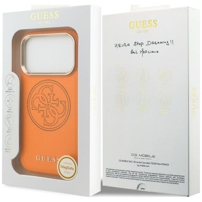 Custodia MagSafe per Apple iPhone 18 Pro / 17 Pro, Guess, Perforata 4G, Arancione