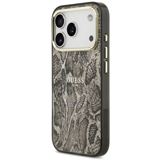Custodia MagSafe per Apple iPhone 18 Pro / 17 Pro, Guess, motivo pitone, marrone