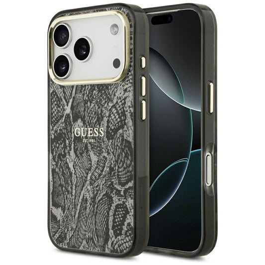Custodia MagSafe per Apple iPhone 18 Pro / 17 Pro, Guess, motivo pitone, nera