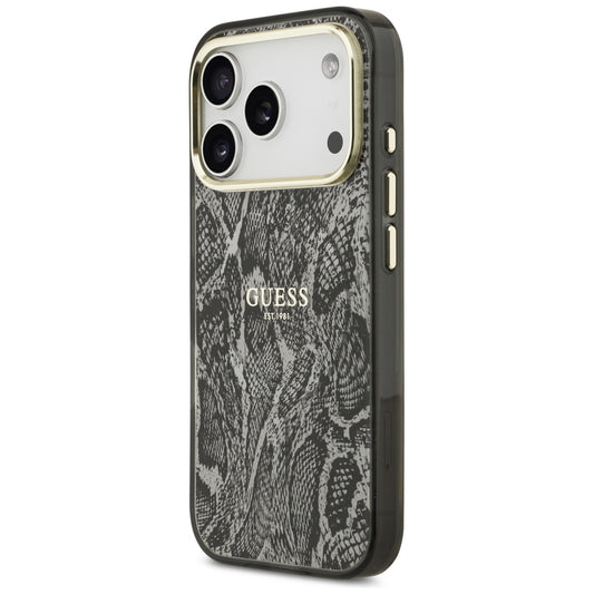 Custodia MagSafe per Apple iPhone 18 Pro / 17 Pro, Guess, motivo pitone, nera