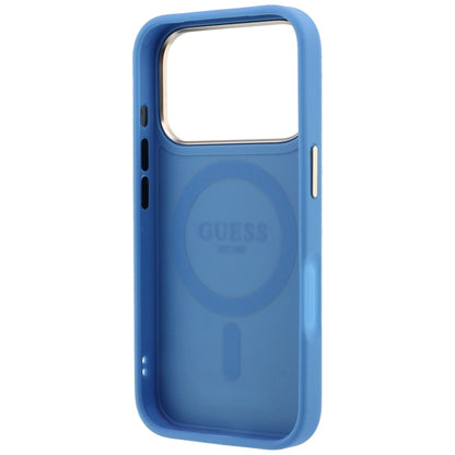 Custodia MagSafe per Apple iPhone 18 Pro / 17 Pro, Guess, Ring Stand 360 4G Classic Logo, Blu