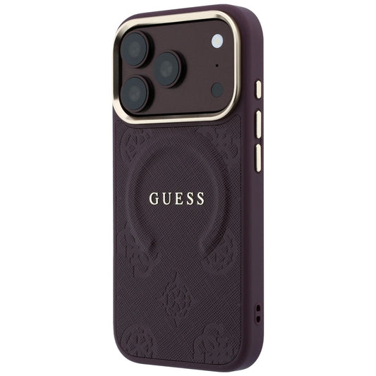 Custodia MagSafe per Apple iPhone 18 Pro / 17 Pro, Guess, Saffiano Peony Ring, Vinaccia
