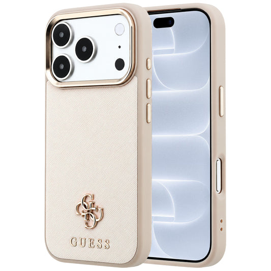 Custodia MagSafe per Apple iPhone 18 Pro / 17 Pro, Guess, Saffiano Small 4G Classic, Beige