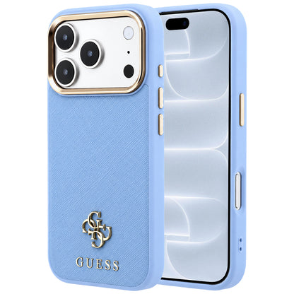 Custodia MagSafe per Apple iPhone 18 Pro / 17 Pro, Guess, Saffiano Small 4G Classic, Bleu