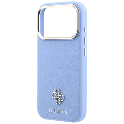 Custodia MagSafe per Apple iPhone 18 Pro / 17 Pro, Guess, Saffiano Small 4G Classic, Bleu