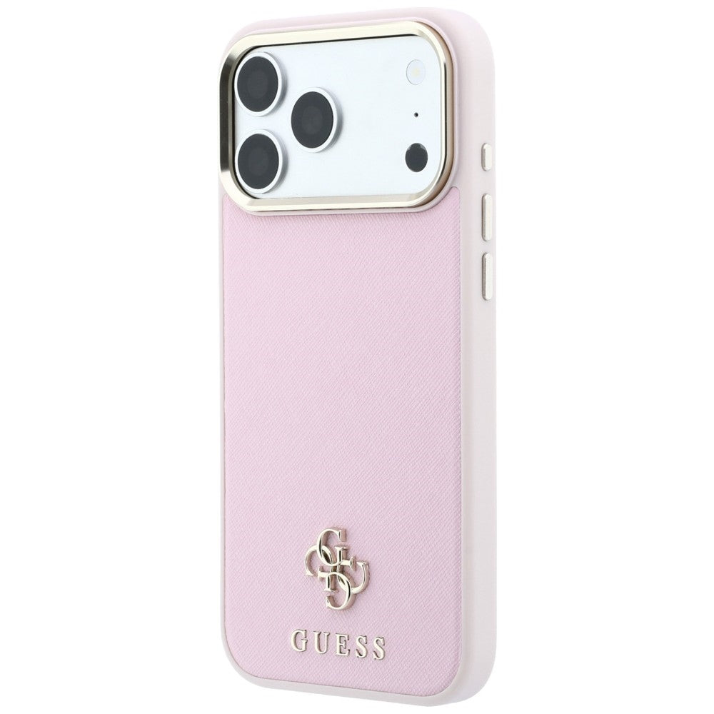 Custodia MagSafe per Apple iPhone 18 Pro / 17 Pro, Guess, Saffiano Small 4G Classic, Rosa
