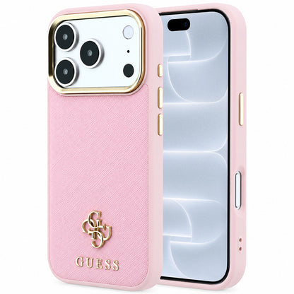 Custodia MagSafe per Apple iPhone 18 Pro / 17 Pro, Guess, Saffiano Small 4G Classic, Rosa
