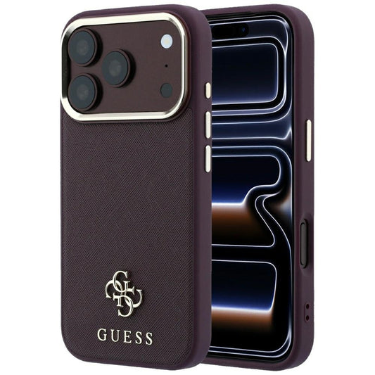 Custodia MagSafe per Apple iPhone 18 Pro / 17 Pro, Guess, Saffiano Small 4G Classic, Vinaccia