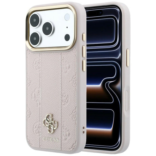 Custodia MagSafe per Apple iPhone 18 Pro / 17 Pro, Guess, Stripe Peony 4G, Rosa