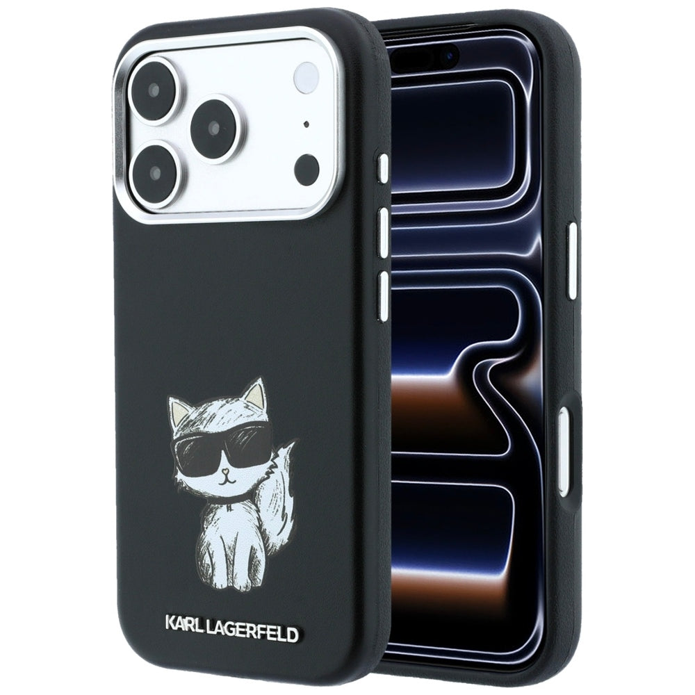 Custodia MagSafe per Apple iPhone 18 Pro / 17 Pro, Karl Lagerfeld, Choupette Sketch, Nera