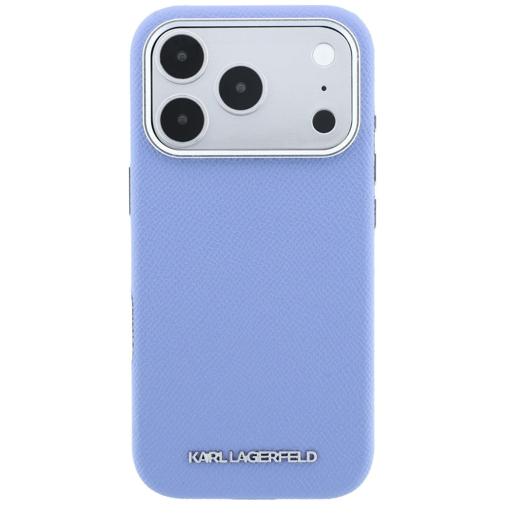 Custodia MagSafe per Apple iPhone 18 Pro / 17 Pro, Karl Lagerfeld, Logo Allungato Granulato, Blu