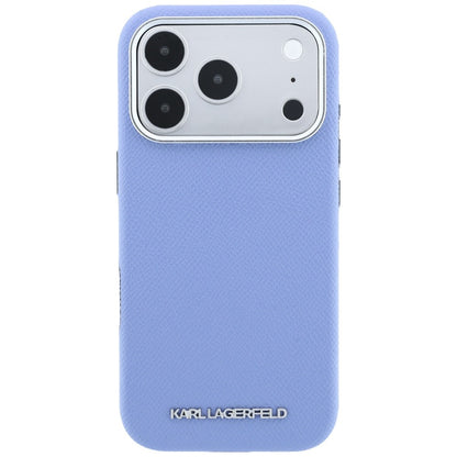 Custodia MagSafe per Apple iPhone 18 Pro / 17 Pro, Karl Lagerfeld, Logo Allungato Granulato, Blu
