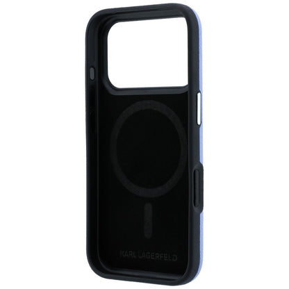 Custodia MagSafe per Apple iPhone 18 Pro / 17 Pro, Karl Lagerfeld, Logo Allungato Granulato, Blu