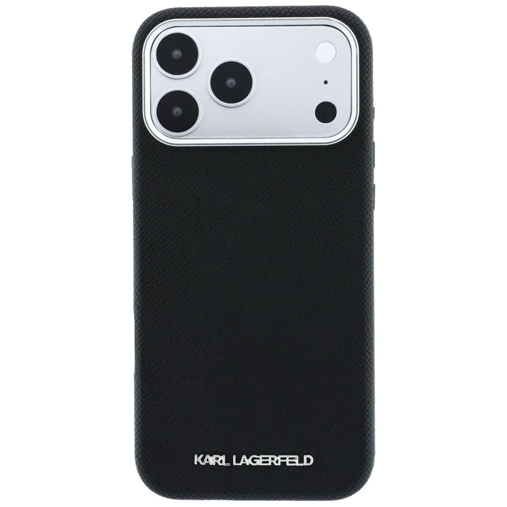 Custodia MagSafe per Apple iPhone 18 Pro / 17 Pro, Karl Lagerfeld, Logo Allungato Granulato, Nera